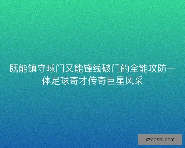 既能镇守球门又能锋线破门的全能攻防一体足球奇才传奇巨星风采