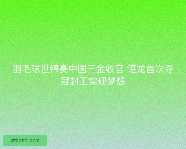 羽毛球世锦赛中国三金收官 谌龙首次夺冠封王实现梦想